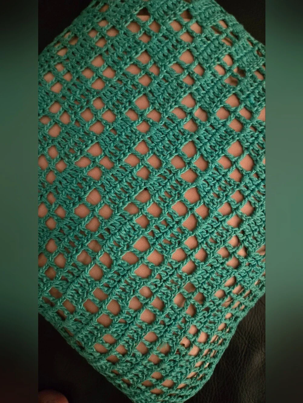 Small Vintage Handmade Crocheted Square Pillow